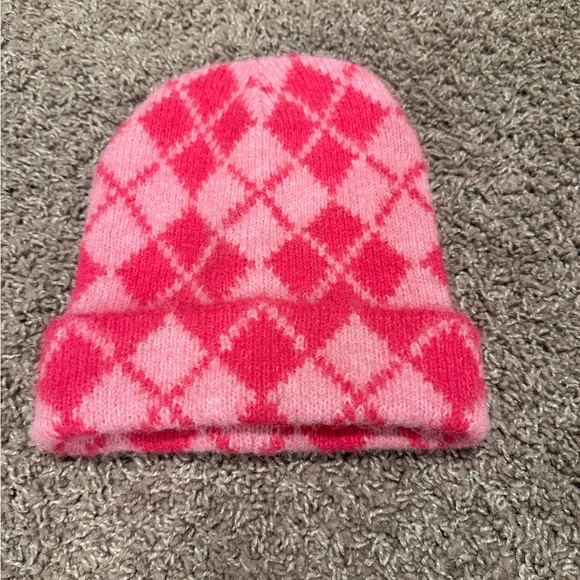 NWT Anthropologie Argyle Beanie Womens Wool blend Pink, one size - Picture 6 of 7